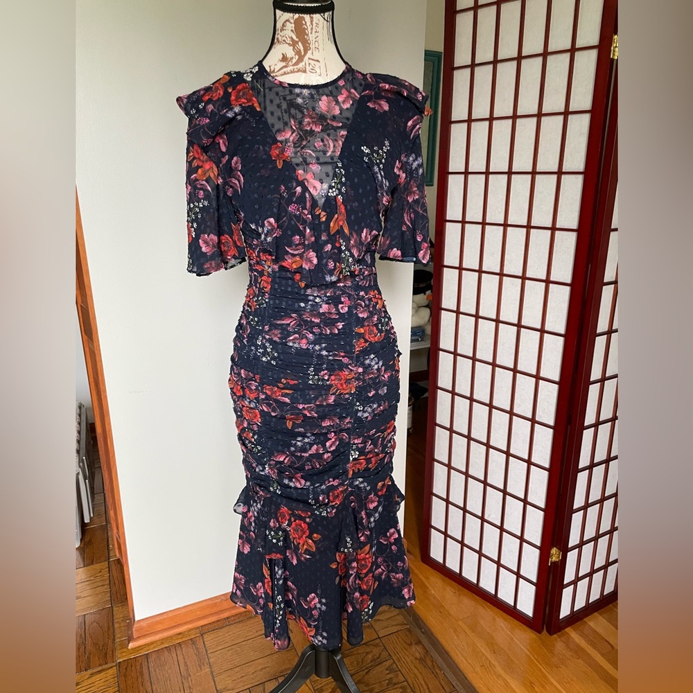 Keepsake Cocktail Dress, Navy Floral, XS